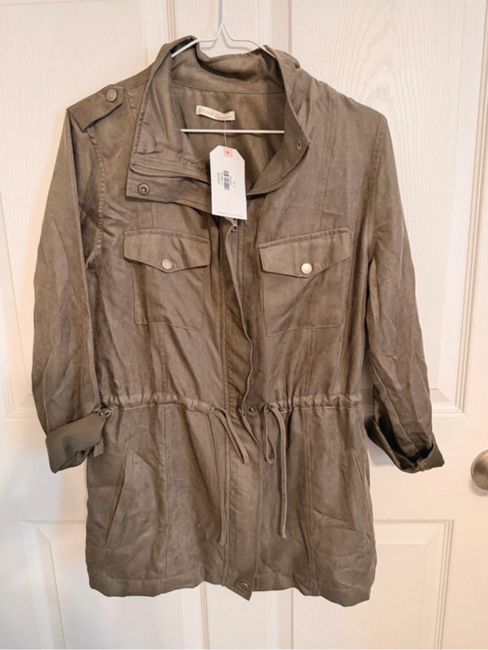 Be Cool Cinched Waist Safari Cargo Jacket Size S NWT Drawstring Waist
